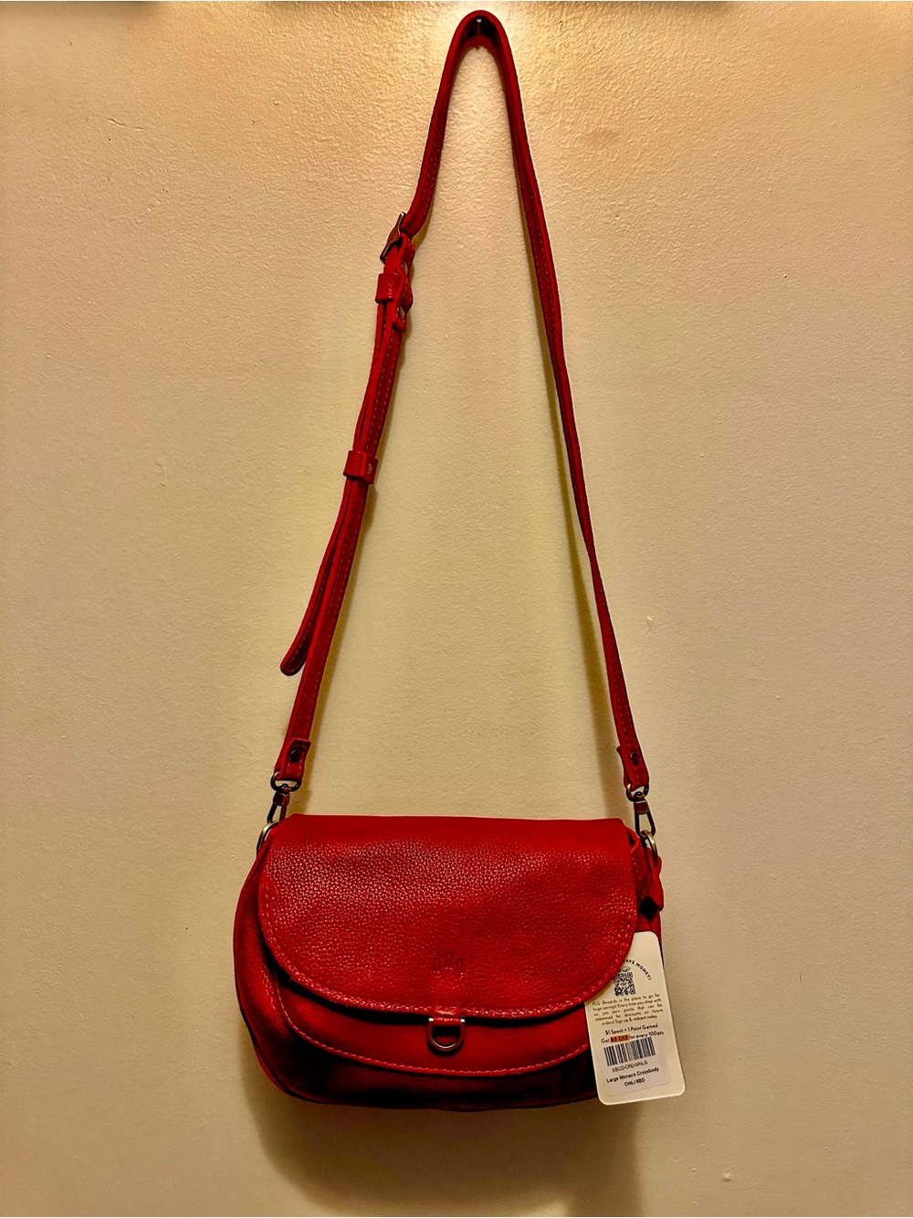 LARGE New Portland Leather Monaco Chili Red Leather Crossbody Premium with Tag - Picture 9 of 14